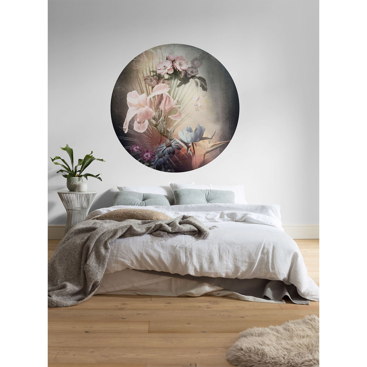 Komar  Selbstklebende Vlies Fototapete rund Flemish Flowers Durchmesser 125 cm