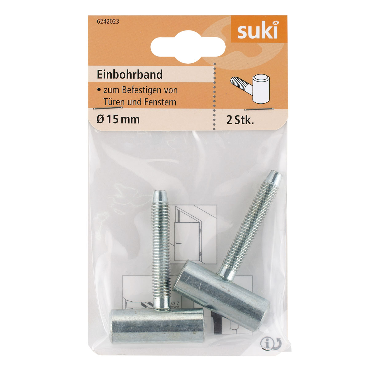 Suki Einbohrband-Oberteil Stahl 15 mm 1 Stift 2 Stück Bild 1