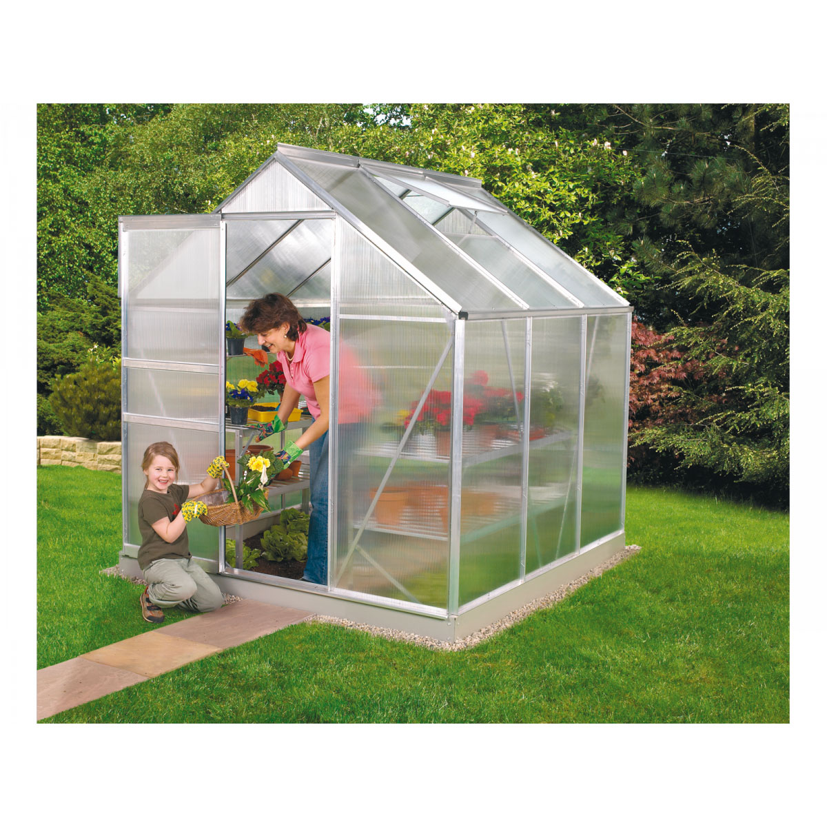 Vitavia Gewächshaus Venus 3800 HKP 3,8m² 4 mm Hohlkammerplatte silber Bild 2