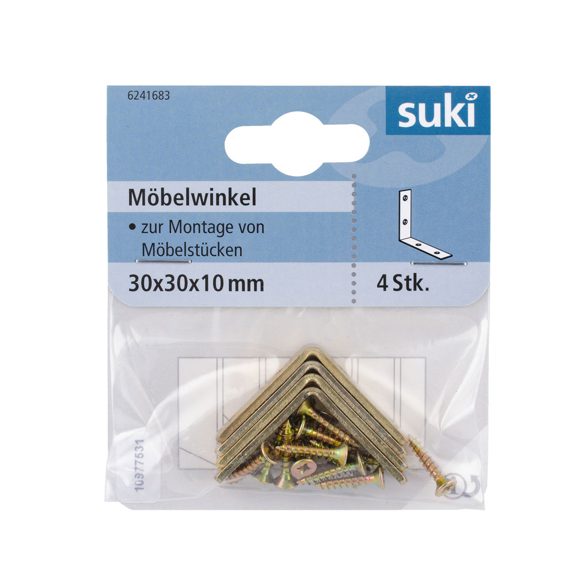 Suki Möbelwinkel vermessingt kantig 2 mm 4 Stück Bild 1