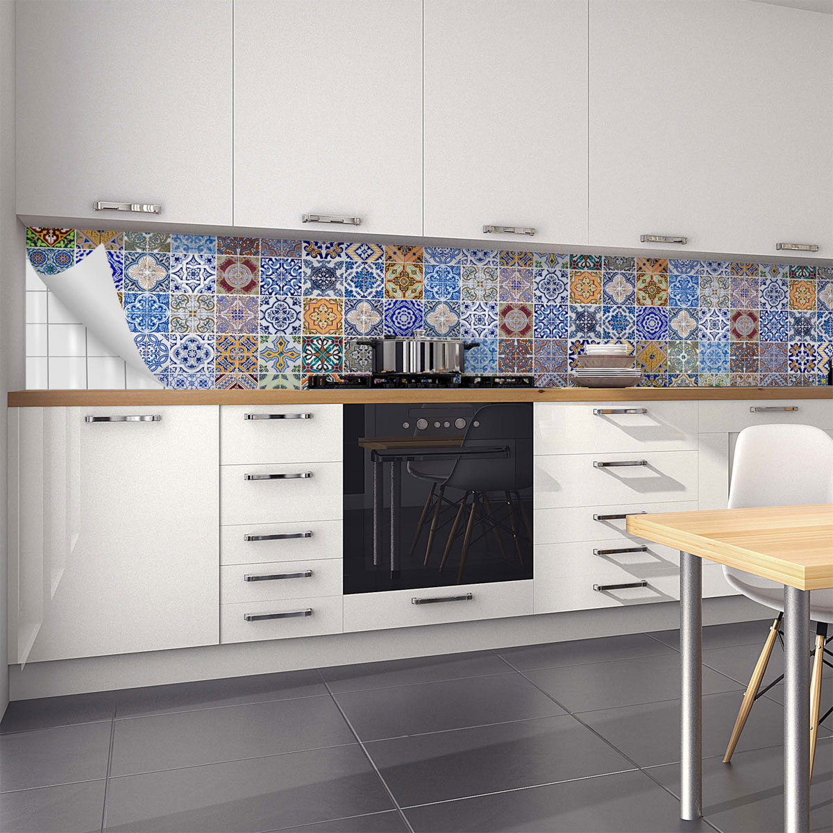 MySpotti Folie Küche Fliesenmuster 450 x 60 cm Bild 1