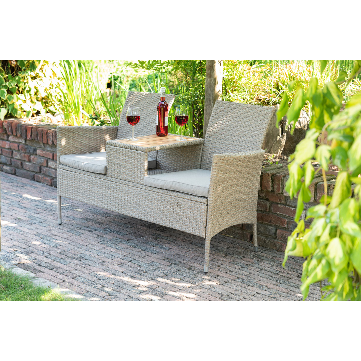 Haveson Gartenbank Paris 2-Sitzer mit Mitteltisch Bild 3