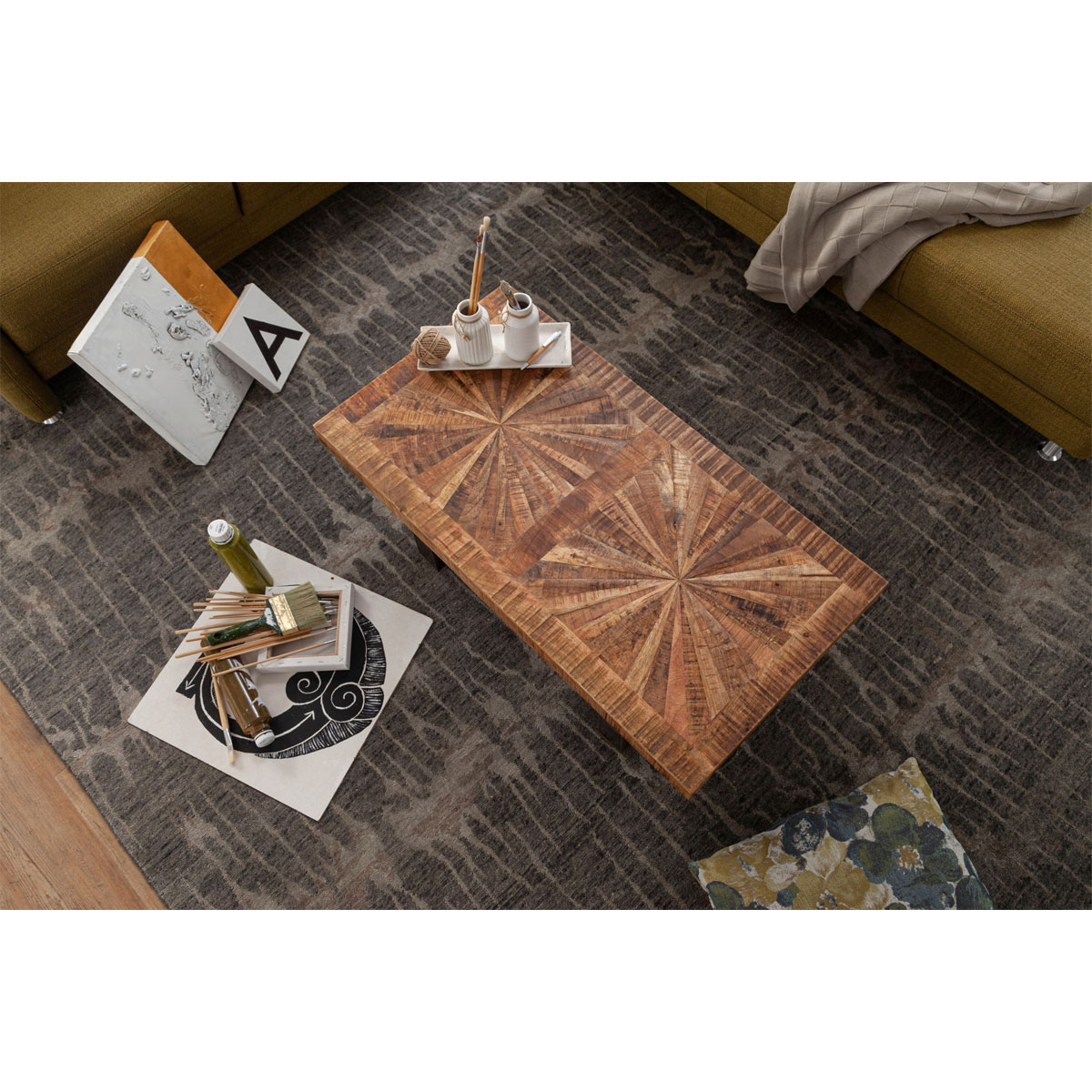 Wohnling Moderner Couchtisch Mango Massivholz 105 x 40 x 55 cm Bild 5