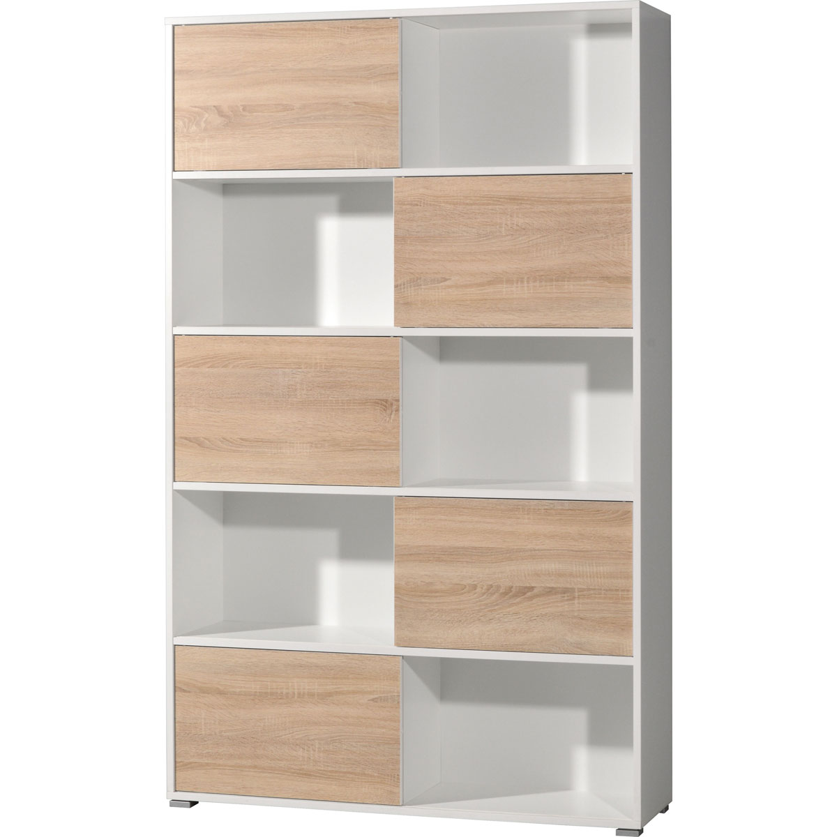 Schiebetürregal 120 x 196 x 35 cm weiß/Sonoma Eiche Bild 2