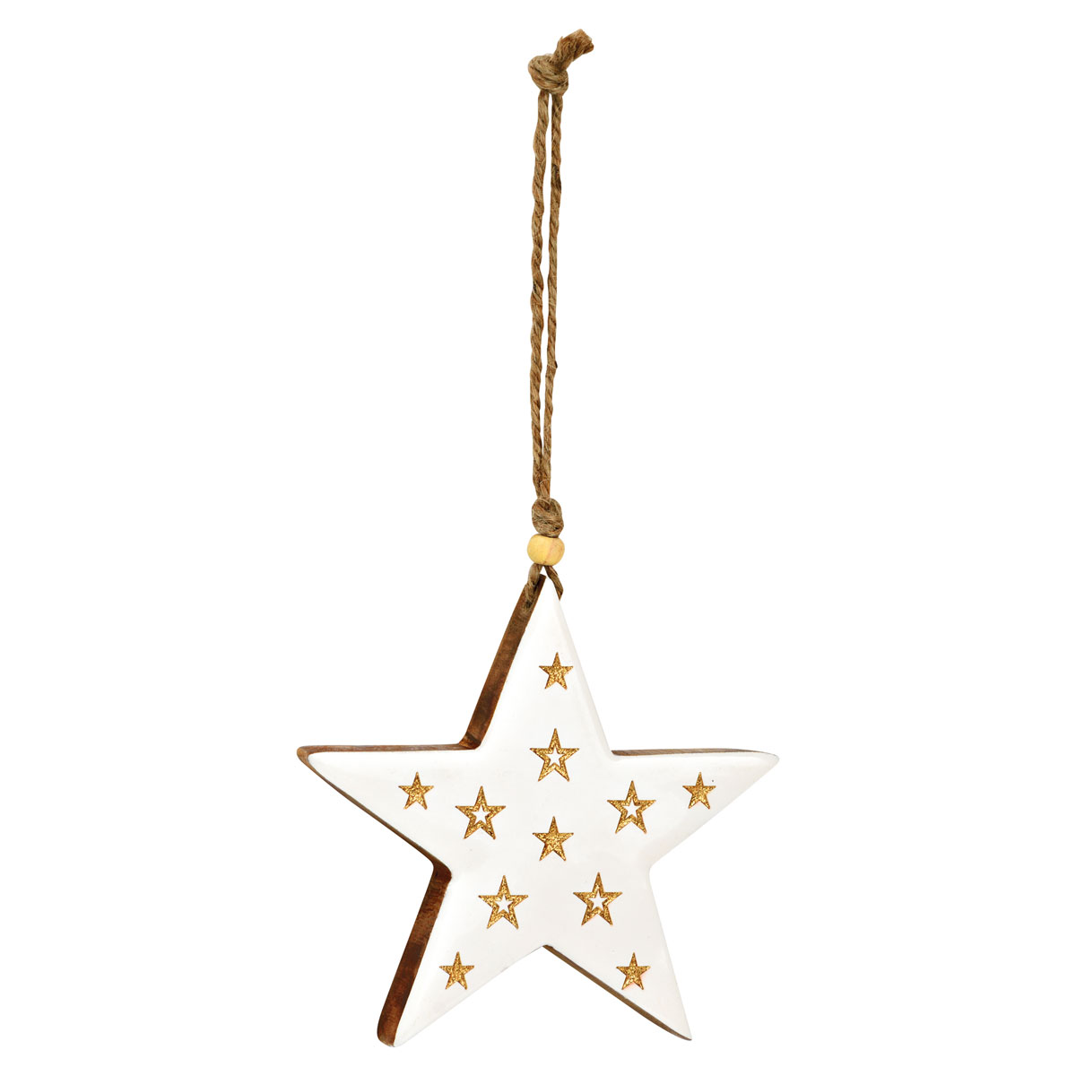 Hänger Stern aus Mangoholz weiß 15 x 14 x 2 cm