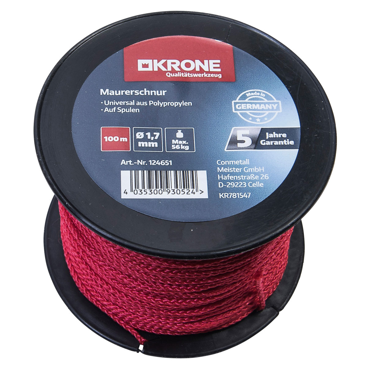 Krone Maurerschnur 1,7 mm 100 m rot