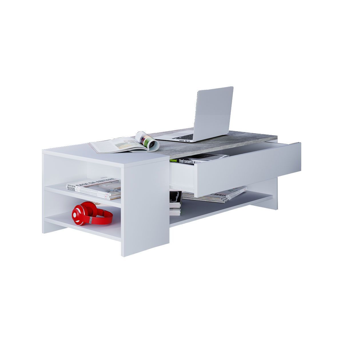 Couchtisch Tindus weiß/Buche