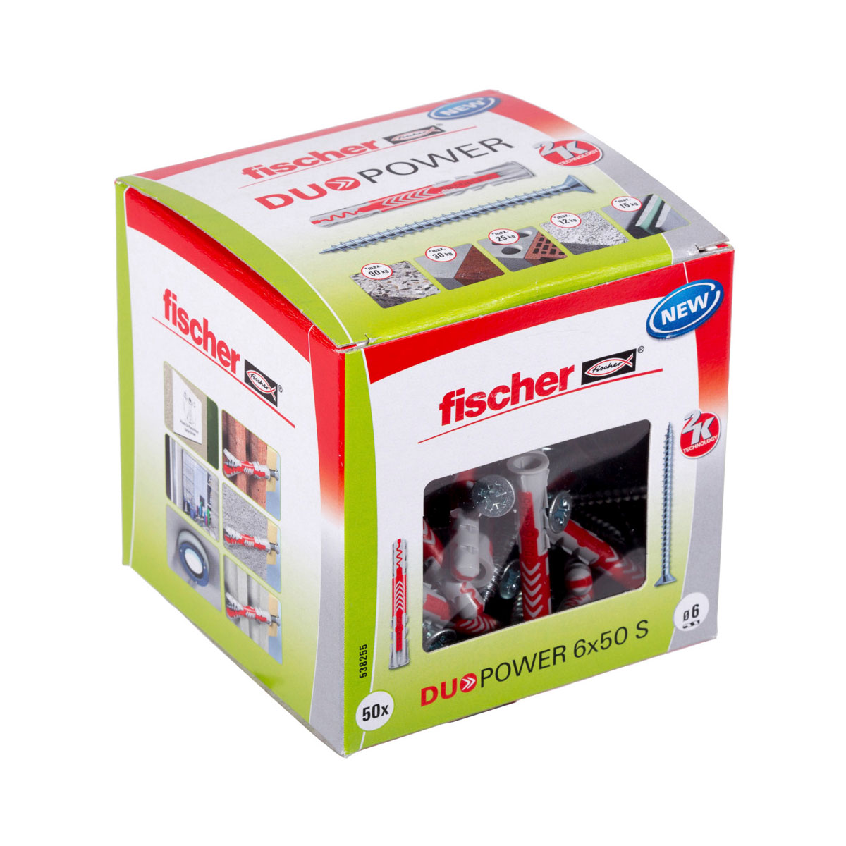 Fischer Dübel DuoPower 6 x 50 mm mit Schraube 50 Stück