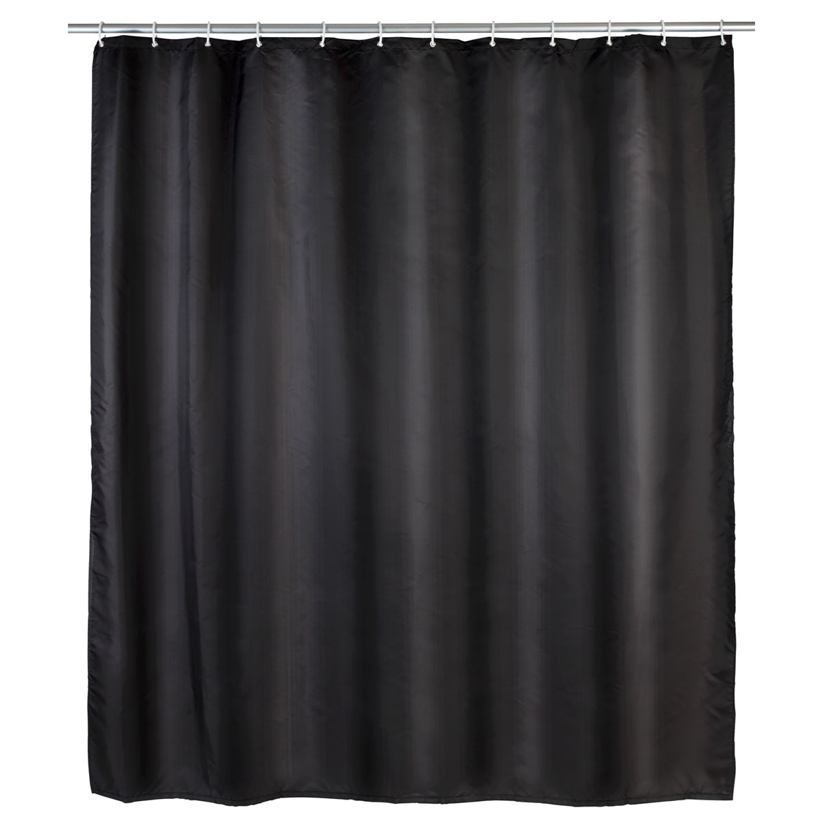 Wenko  Anti-Schimmel Duschvorhang Uni Black Textil Polyester 180 x 200 cm waschbar