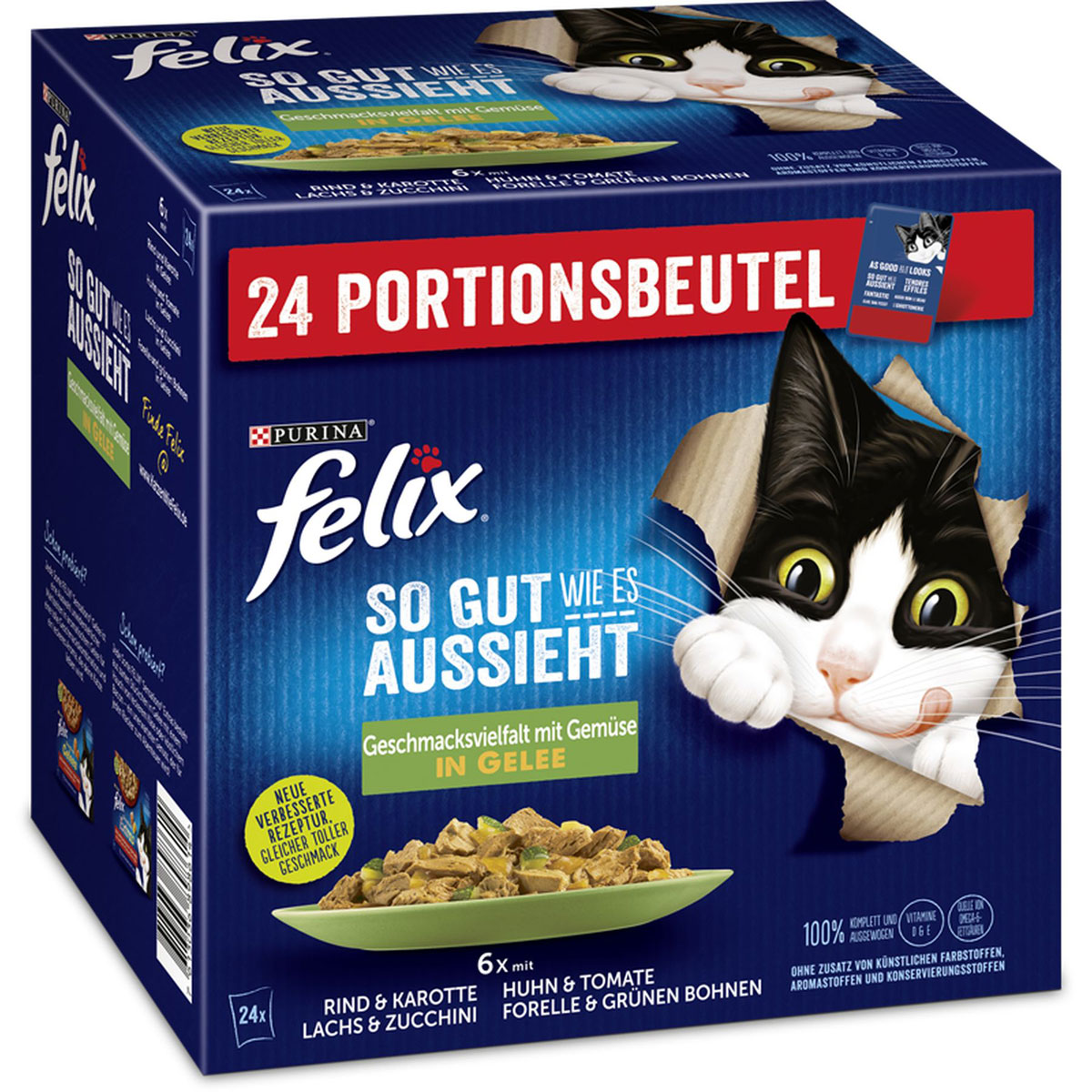 Felix  So gut wie es aussieht Gelee Vielfalt Gemüse 24 x 85g Portionsbeutel