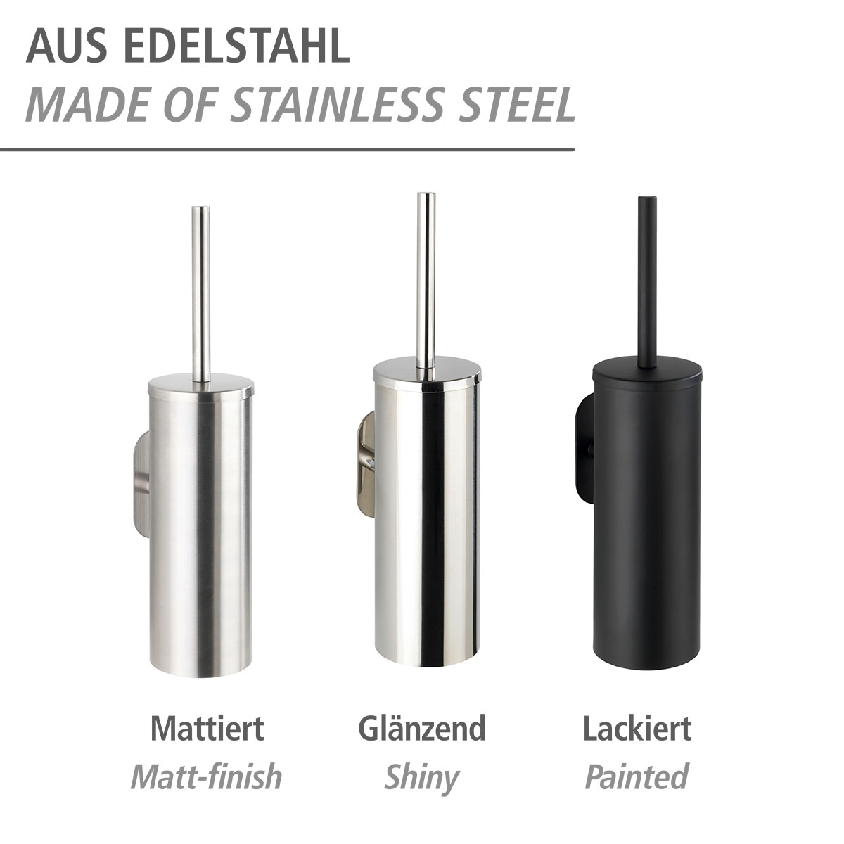 Wenko  Turbo-Loc Edelstahl WC-Garnitur Orea Black Matt geschlossen WC-Bürstenhalter Befestigen ohne bohren Bild 5