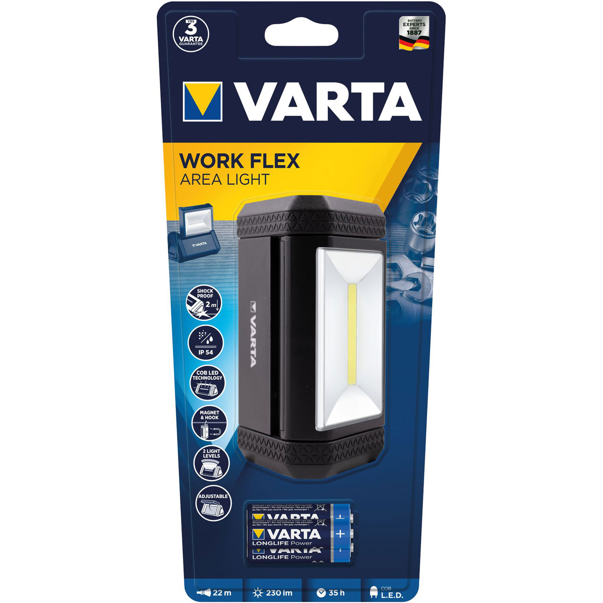 Varta LED-Taschenlampe Work Flex Area Light mit Batterien schwarz Bild 3