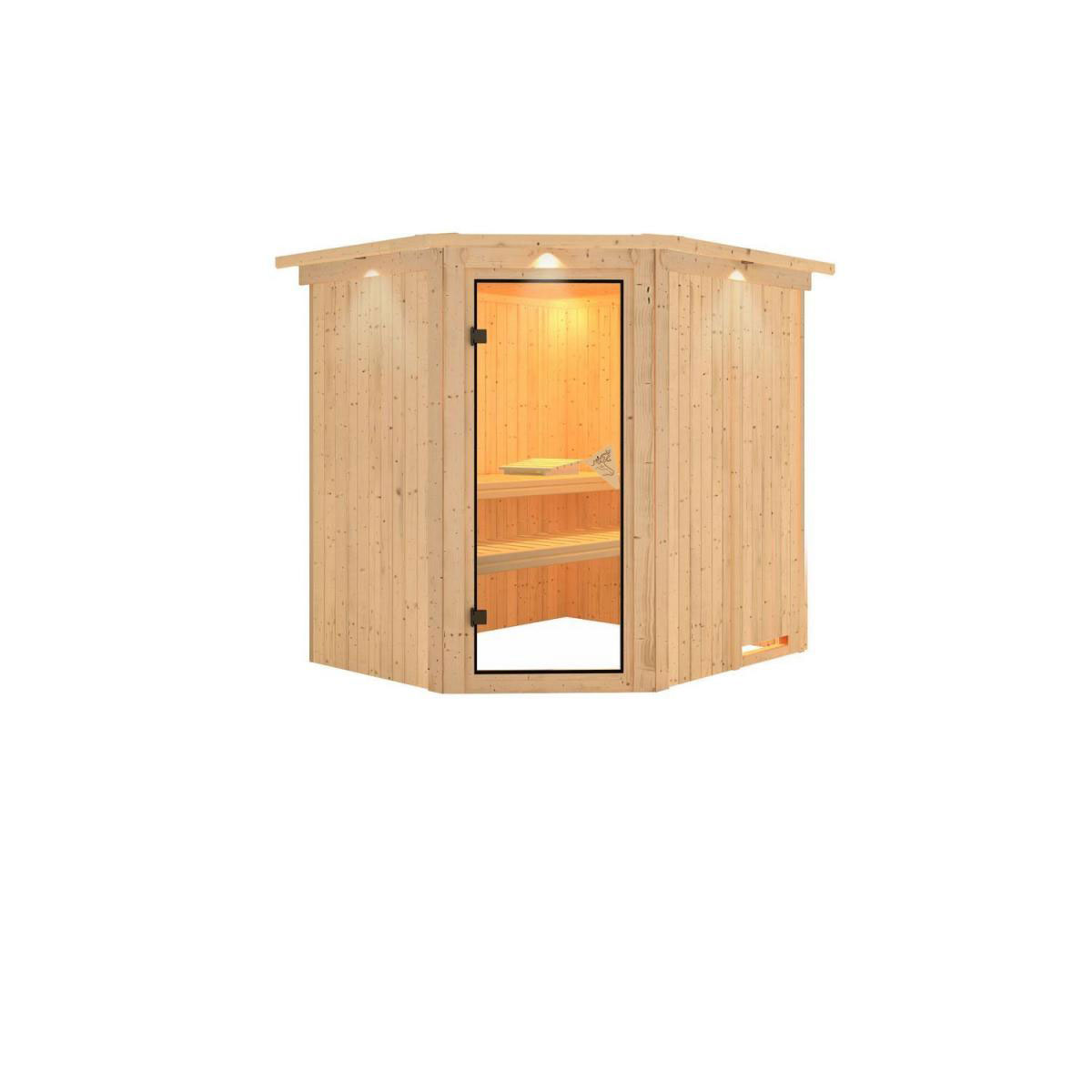 Karibu Systemsauna Siirin 68 mm ohne Ofen mit Kranz Bild 2