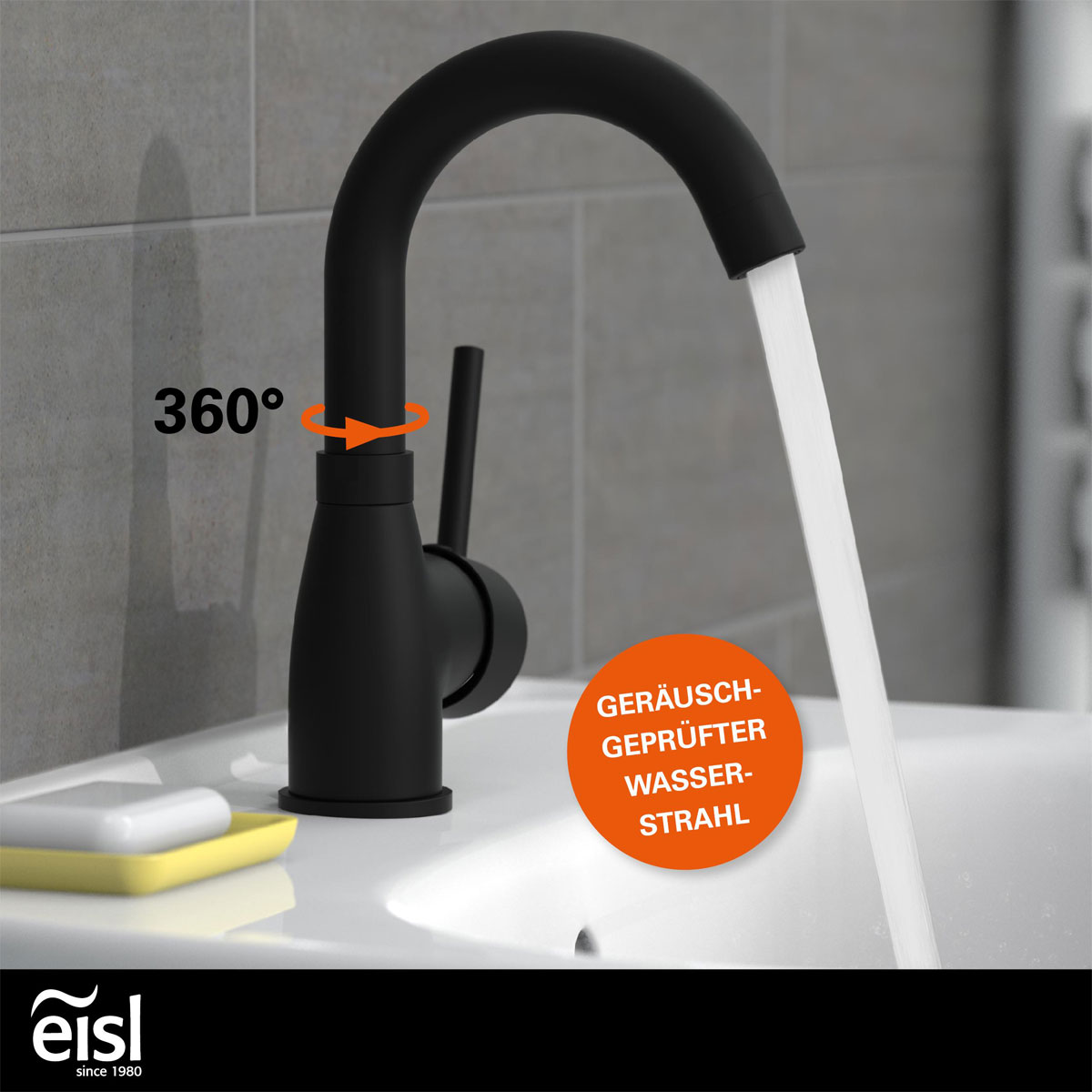 Eisl  Waschtischarmatur „Futura“ schwarz mit Cold-Start-Funktion Bild 3