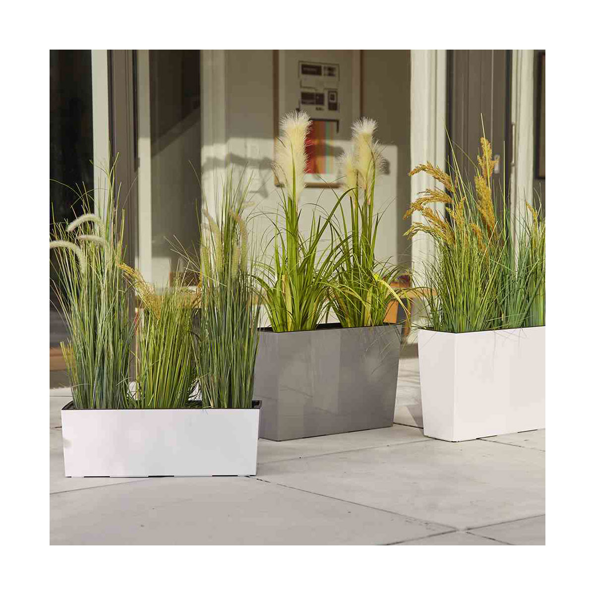 Siena Garden Pflanzgefäß Craon 56 x 19 x 36,5 cm grau Hochglanzoptik Bild 5