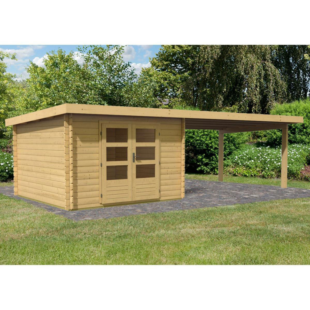Karibu Gartenhaus Bastrup mit Schleppdach 400 cm naturbelassen 300 x 262 x 202 cm Bild 1