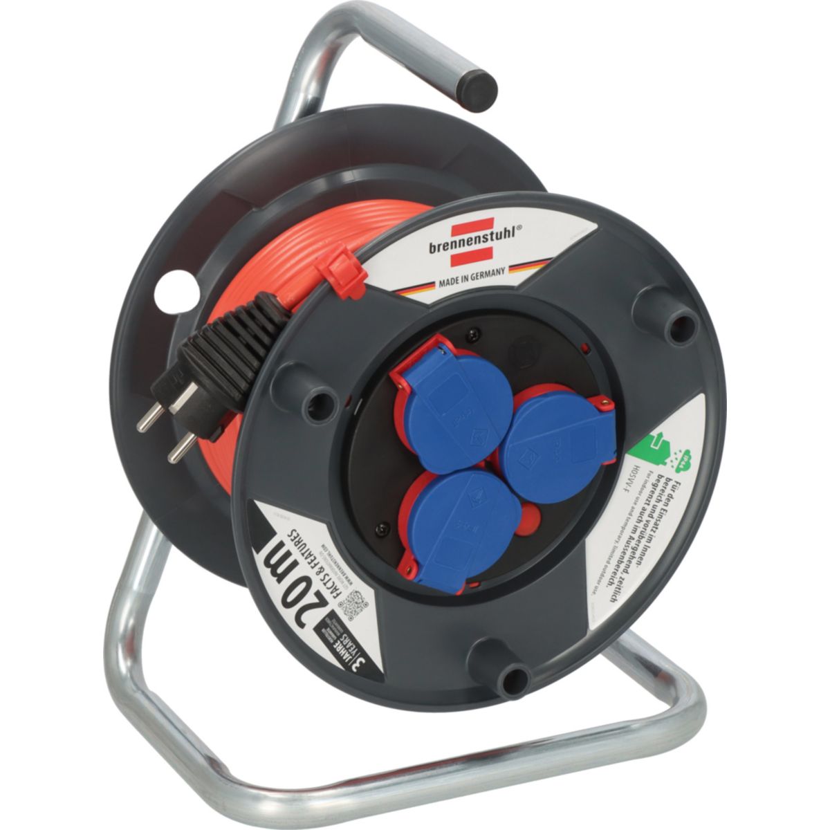 Kabeltrommel mit 20m KabellaengeH05VV-F3G1.5 IP44