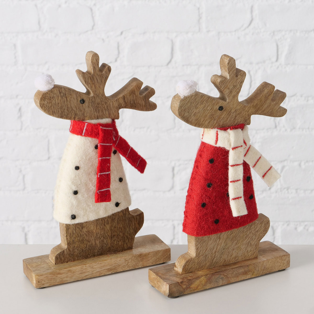 Figur Irschel sortiert Hirsch 15 x 4,5 x 25 cm cremeweiß rot Textil Holz Bild 2