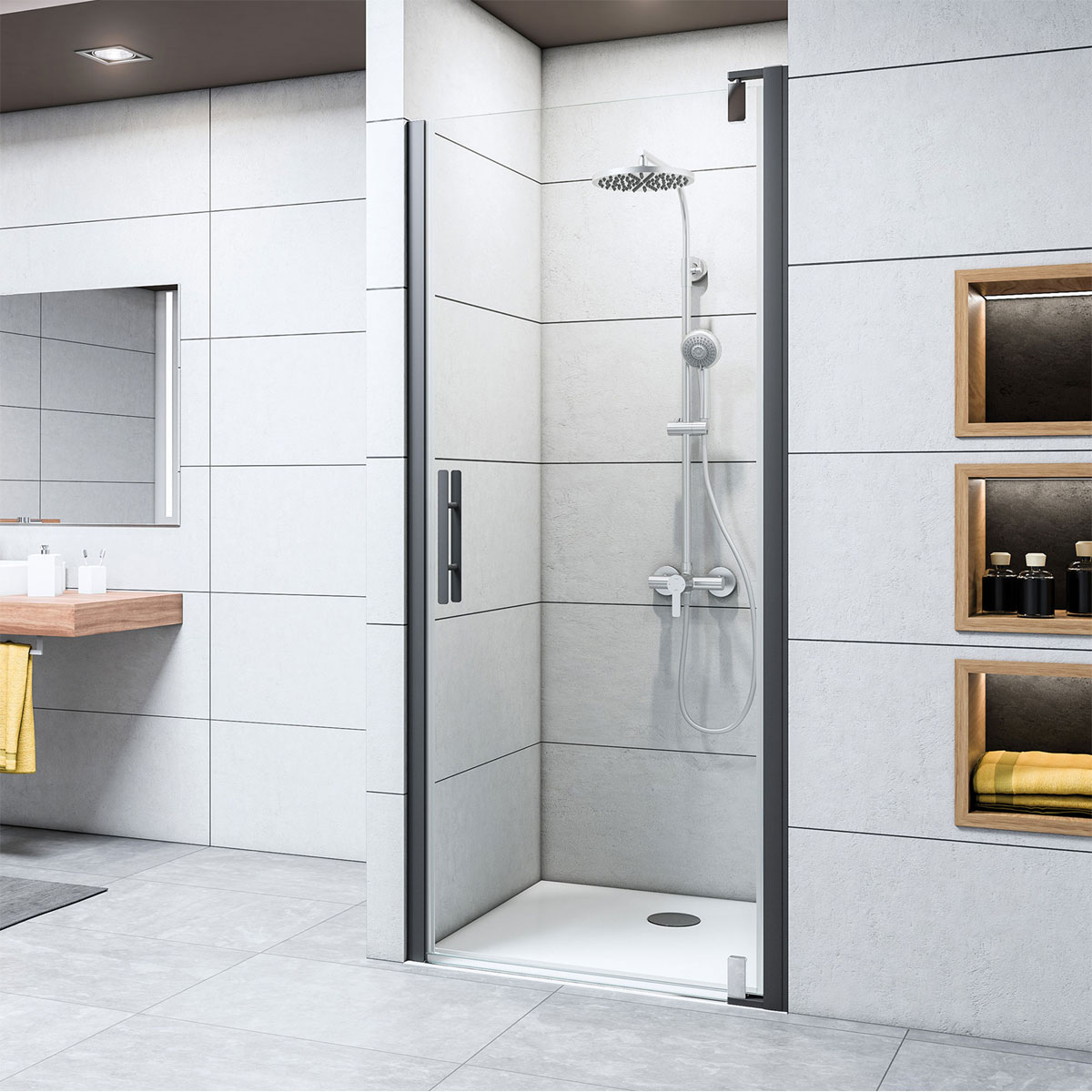 Breuer  Drehtür Europa Design für Nische Anschlag rechts schwarz matt Intima 1000 mm