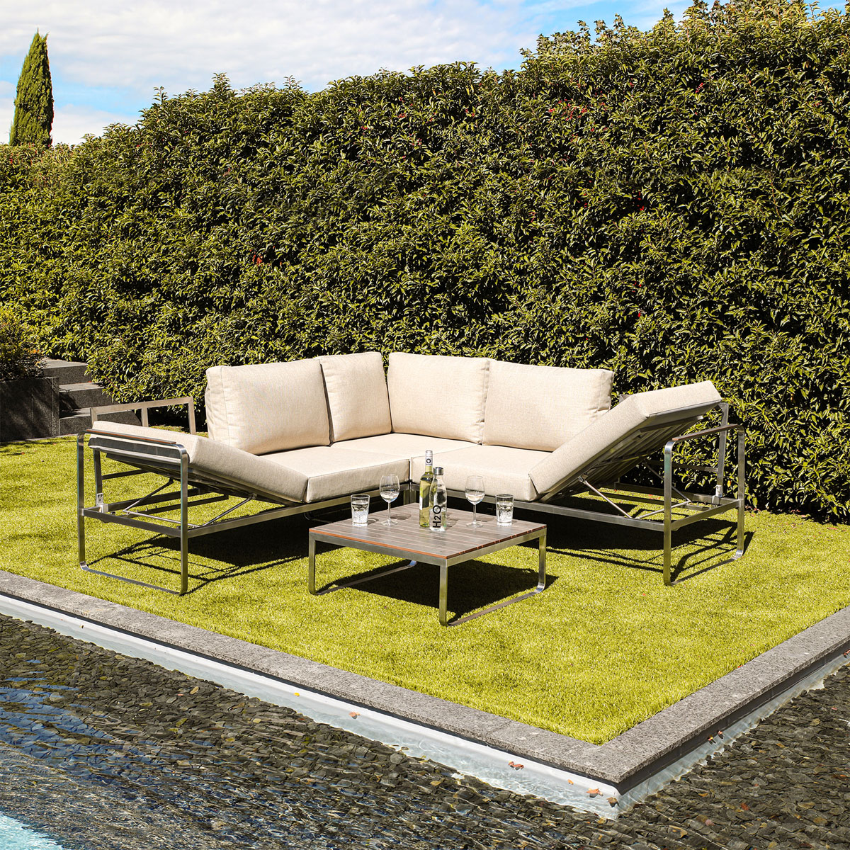 Greemotion Testrut Lounge-Set Edelstahl Polster wasserabweisend Bild 4