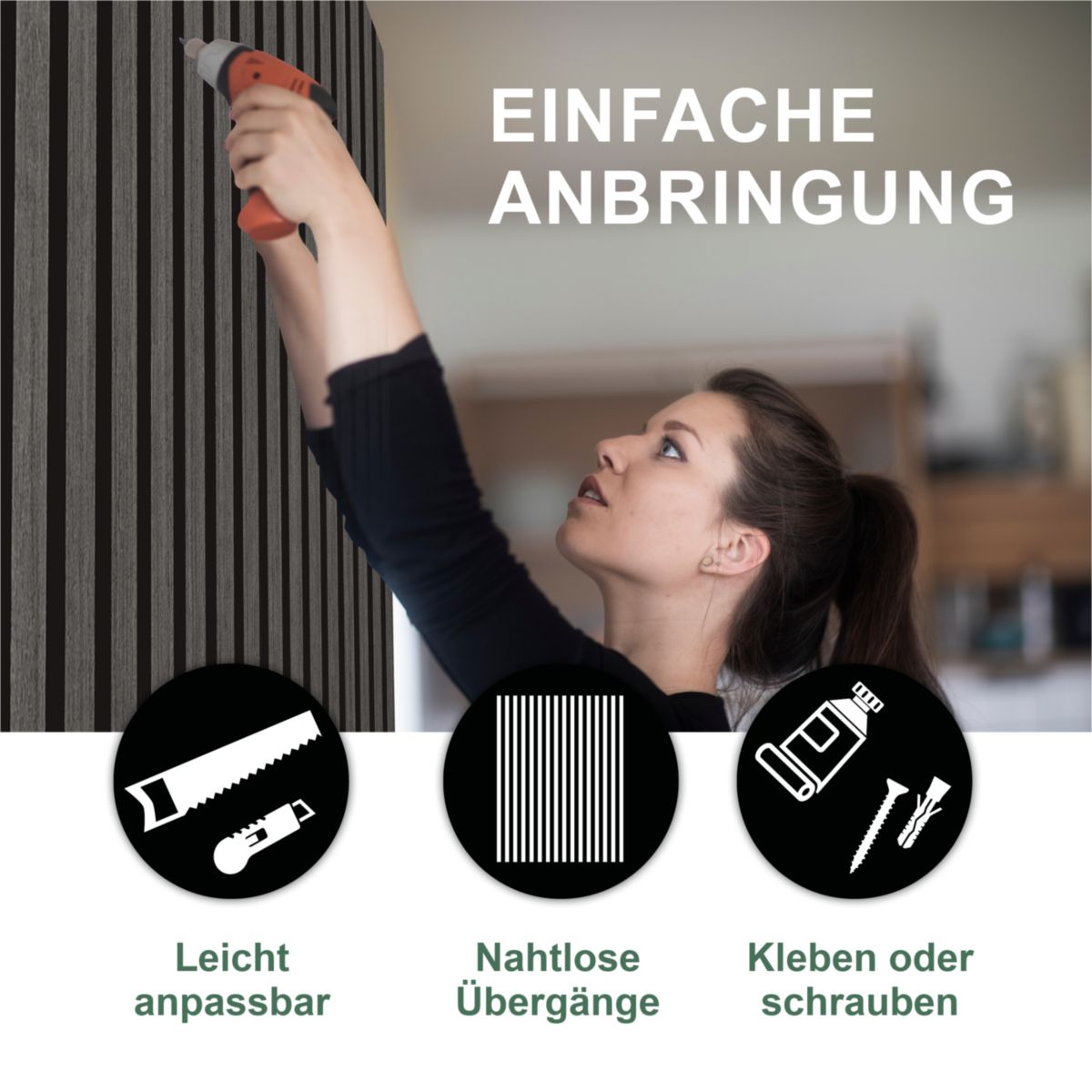 Premium Akustikpaneele Eiche Black oak 120x56x1,8 cm Echtholzfurnier