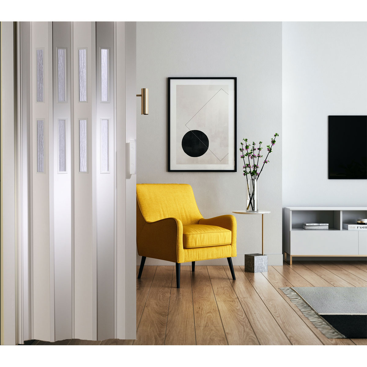 FORTE Kunststoff-Falttür Luciana B 88,5 x H 202 cm weiß 2 Fenster Bild 4