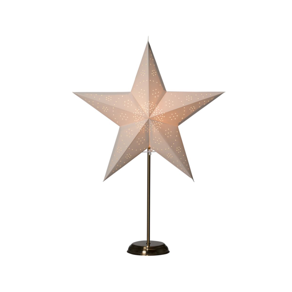 Konstsmide Weißer Papierstern mit messingfarbenem Metall-Fuß Bild 2