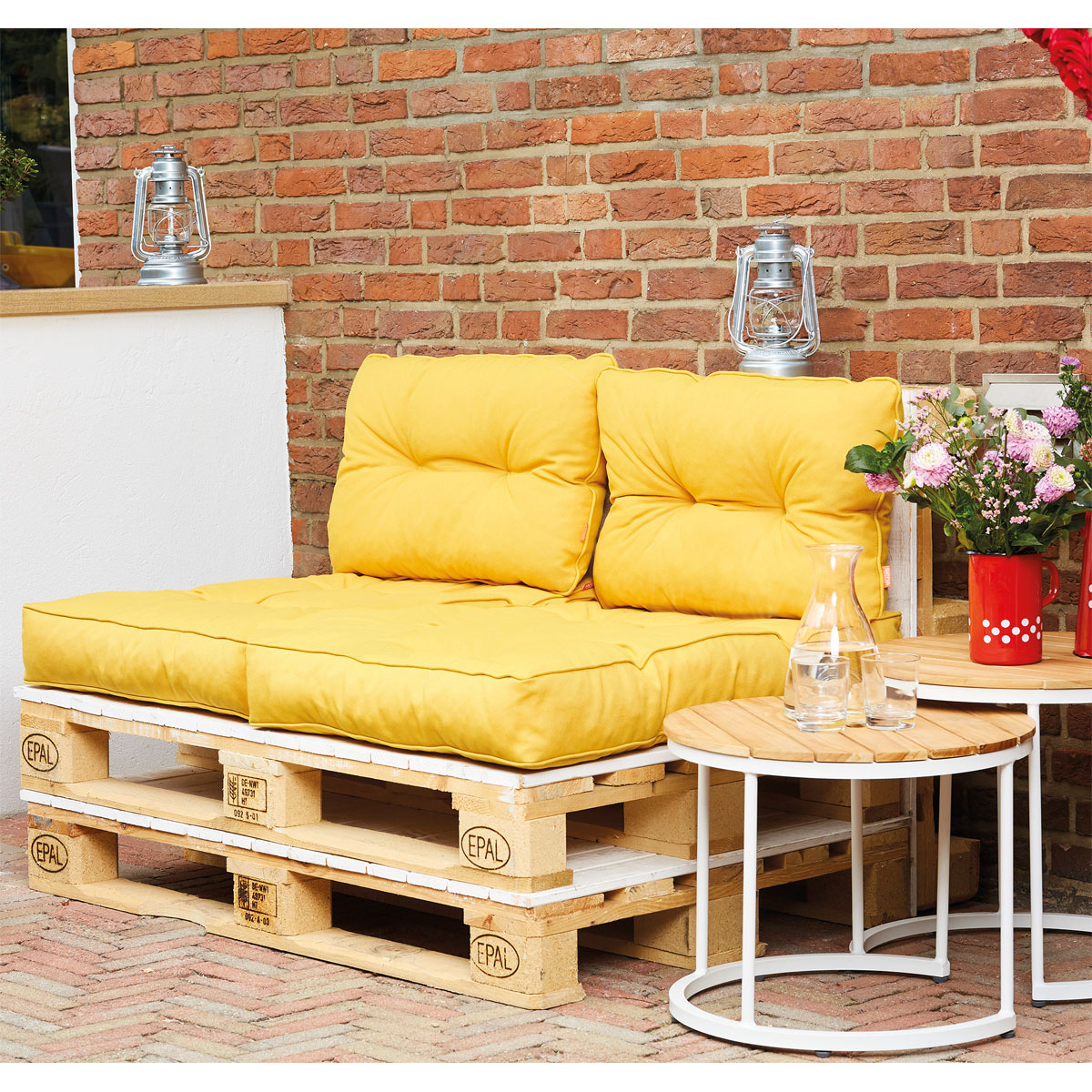 Siena Garden Sitz-/Rückenkissen Almaaz 4-teilig für Euro-Palette gelb Bild 4