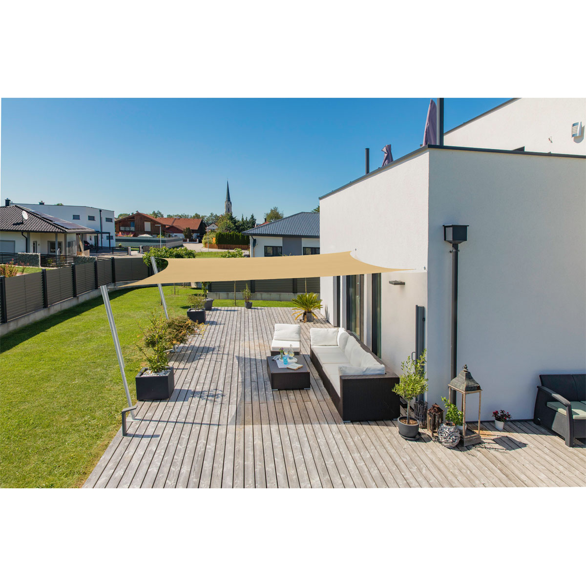 Rechteck-Segel Capri 4 x 5 m champagner Bild 3