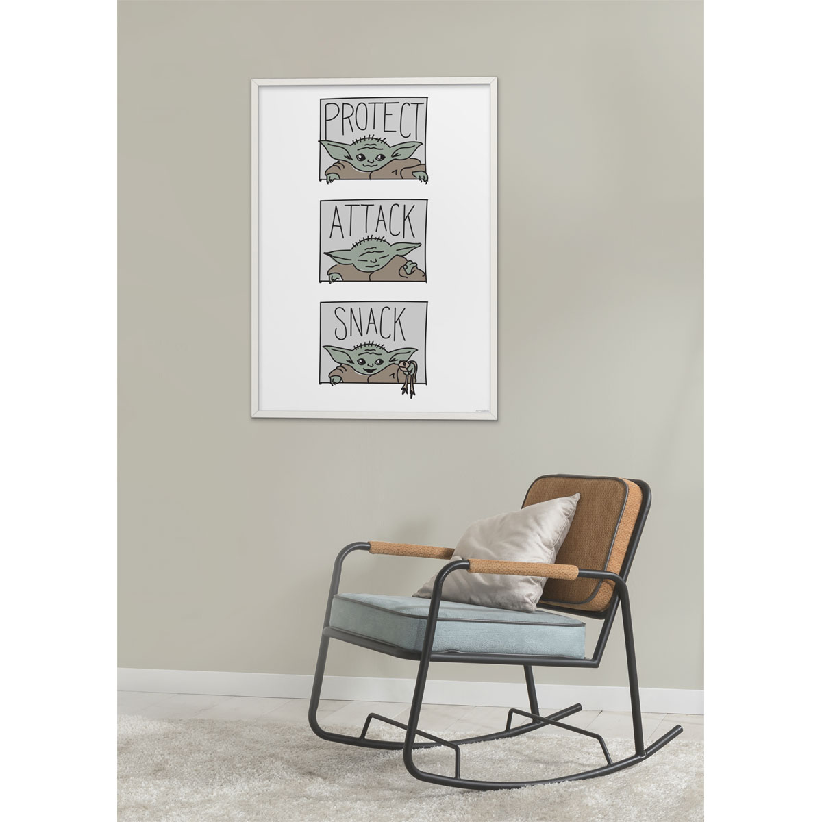 Komar  Wandbild Mandalorian The Child Protect Attack Snack 50x70 cm