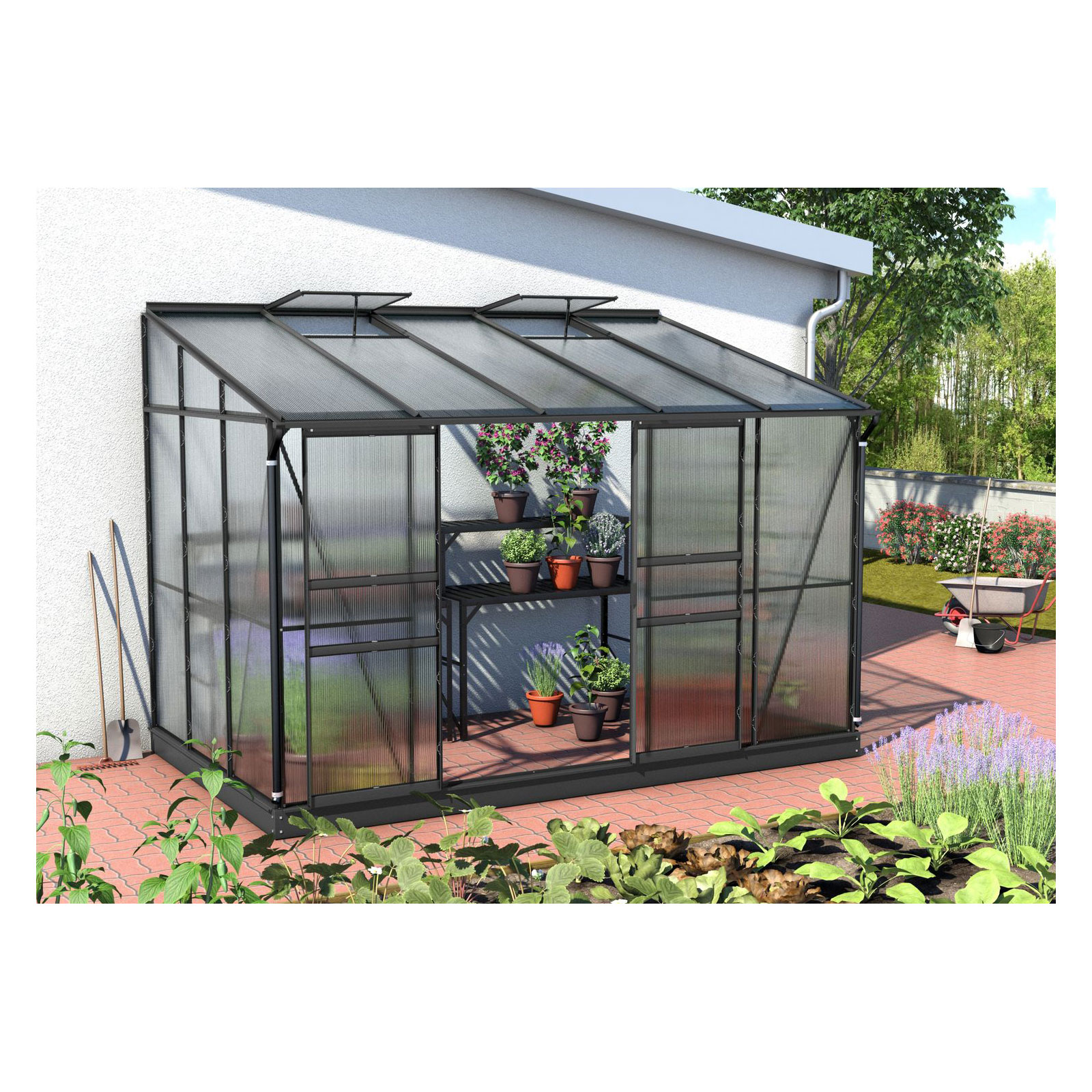 Vitavia Gewächshaus Osiris 6500 6,5m² 6 mm Hohlkammerplatten schwarz