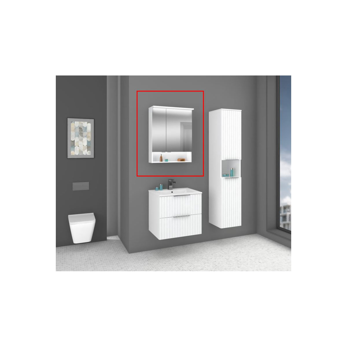 Spiegelschrank Amy, 60cm, weiss matt, 2 Türen, LED-Beleuchtung Bild 3