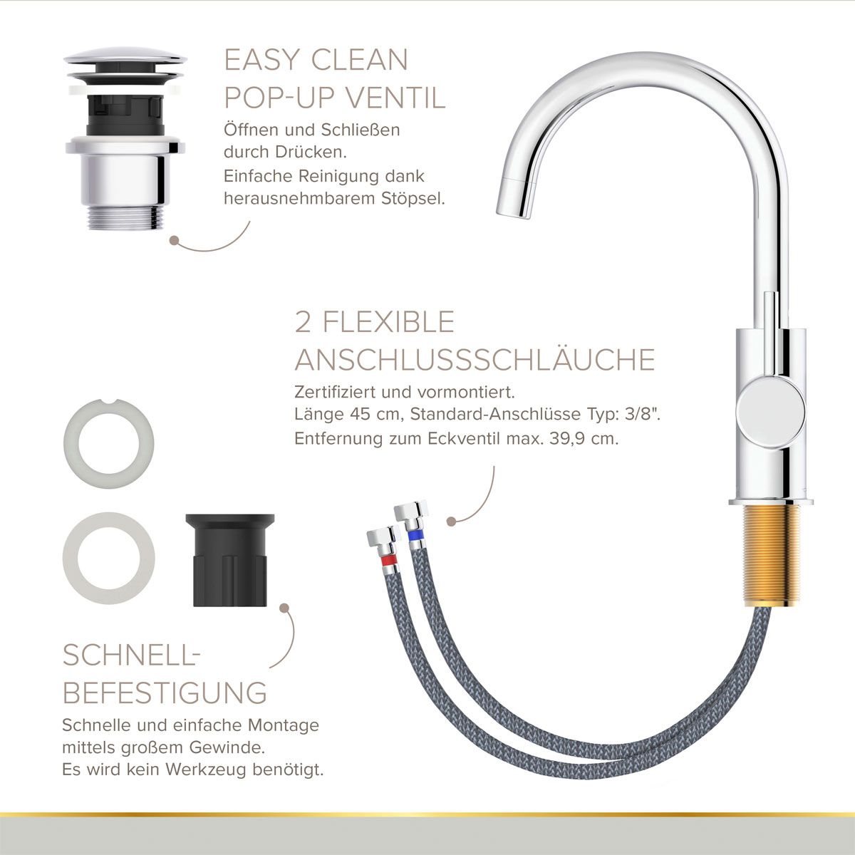 LENZ Waschtischarmatur Moana Easy-Clean Chrom Bild 5