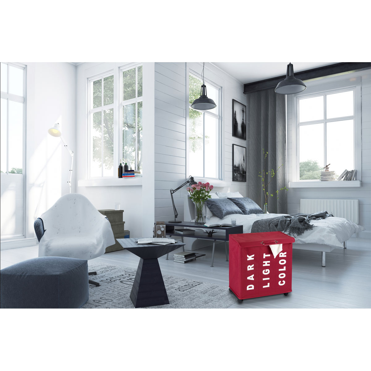 Wenko  Wäschesammler Trivo Rot Wäschekorb 116 l Bild 9