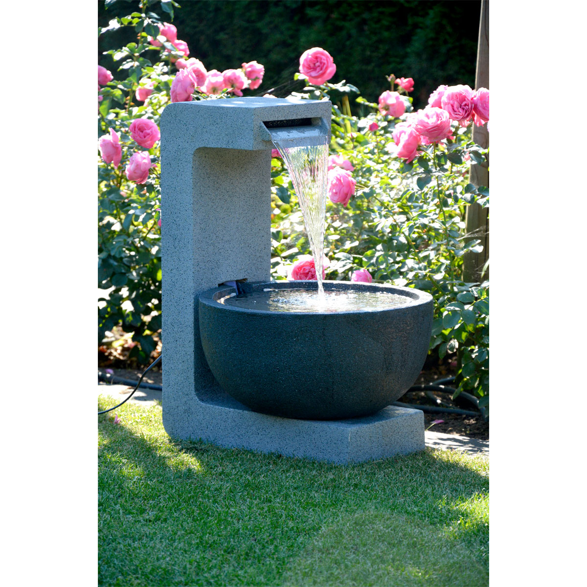 dobar XL Design-Gartenbrunnen mit LEDs 52 x 65 x 44 cm grau Bild 10