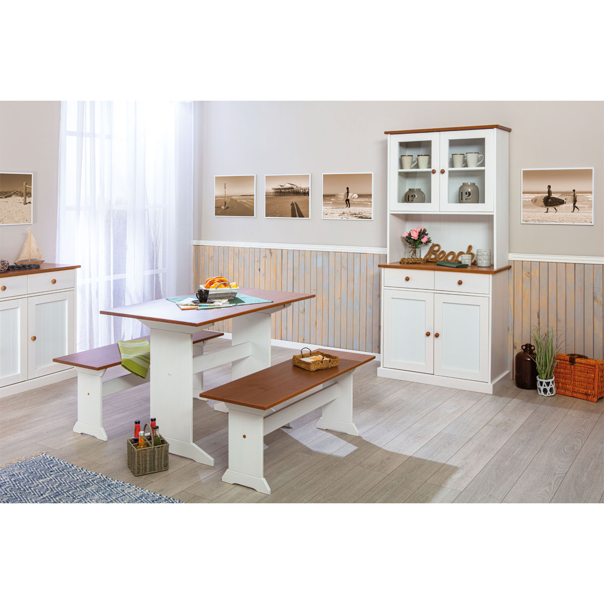 Inter Link Sitzbank „Westerland“, 32,2 cm, weiß-sepia Bild 7