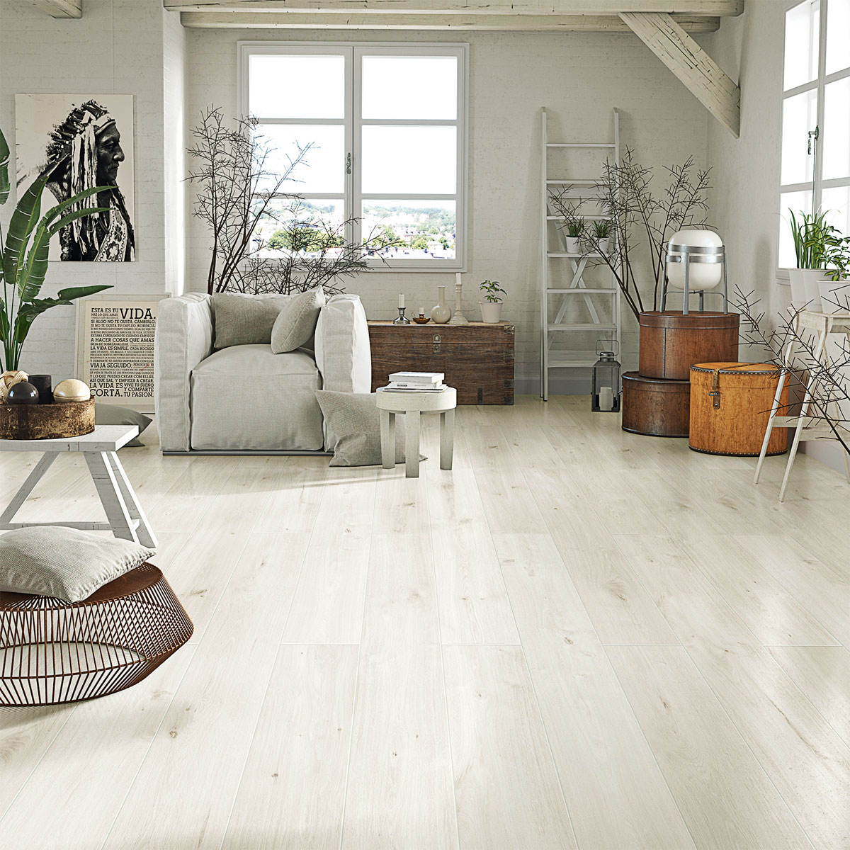 Specht Laminatboden Deluxe Aqua Eiche weiß 128,5 x 19,2 cm Bild 5