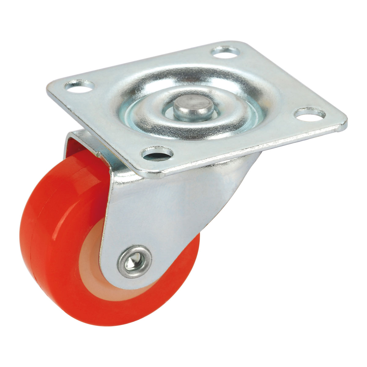 Dörner + Helmer Möbelrolle mit rotem PU-Rad und Platte 30 x 14 mm Gleitlager Platte 40 x 40 mm Tragkr 20 kg