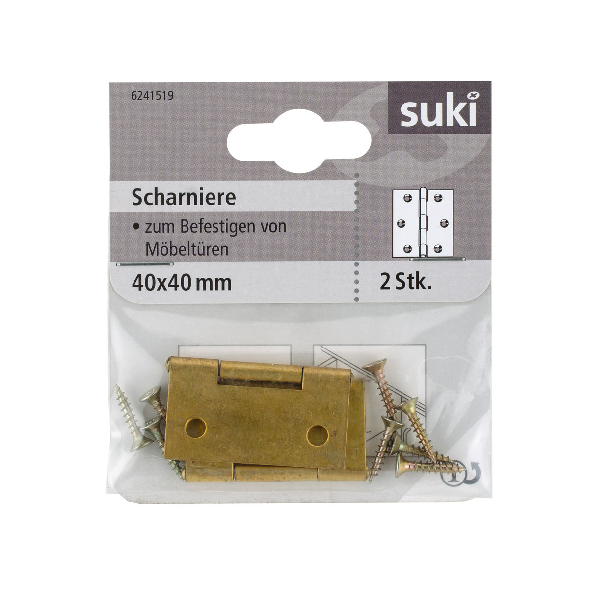 Suki Scharnier Messing 4 x 4 cm käntige Ausführung 2 Stück Bild 1