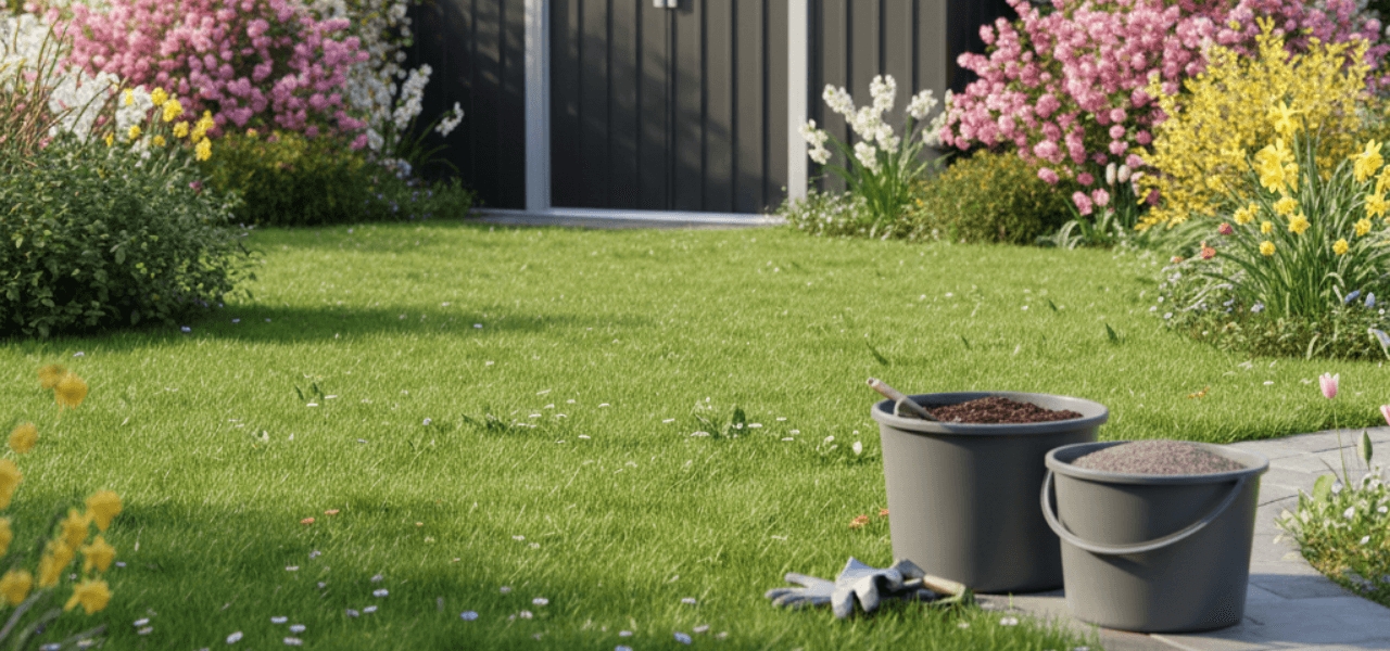 Frühlingshafter Garten, Rasen vorbereiten auf die Saison