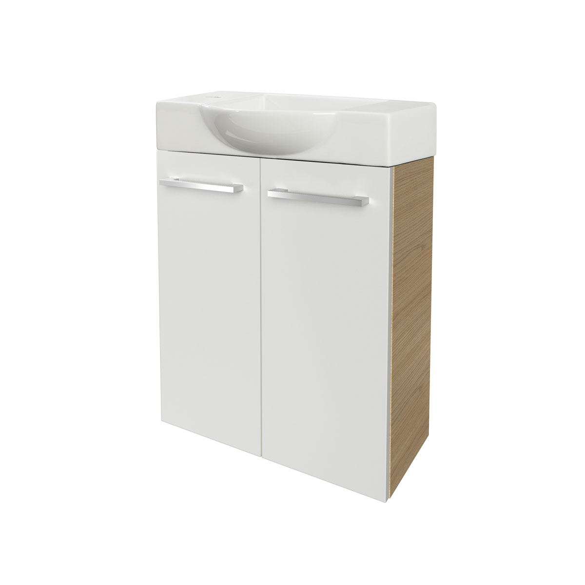 Fackelmann  Gäste-WC Waschtischunterschrank SBC 520 x 600 x 243 mm Sandeiche/Weiß Bild 3
