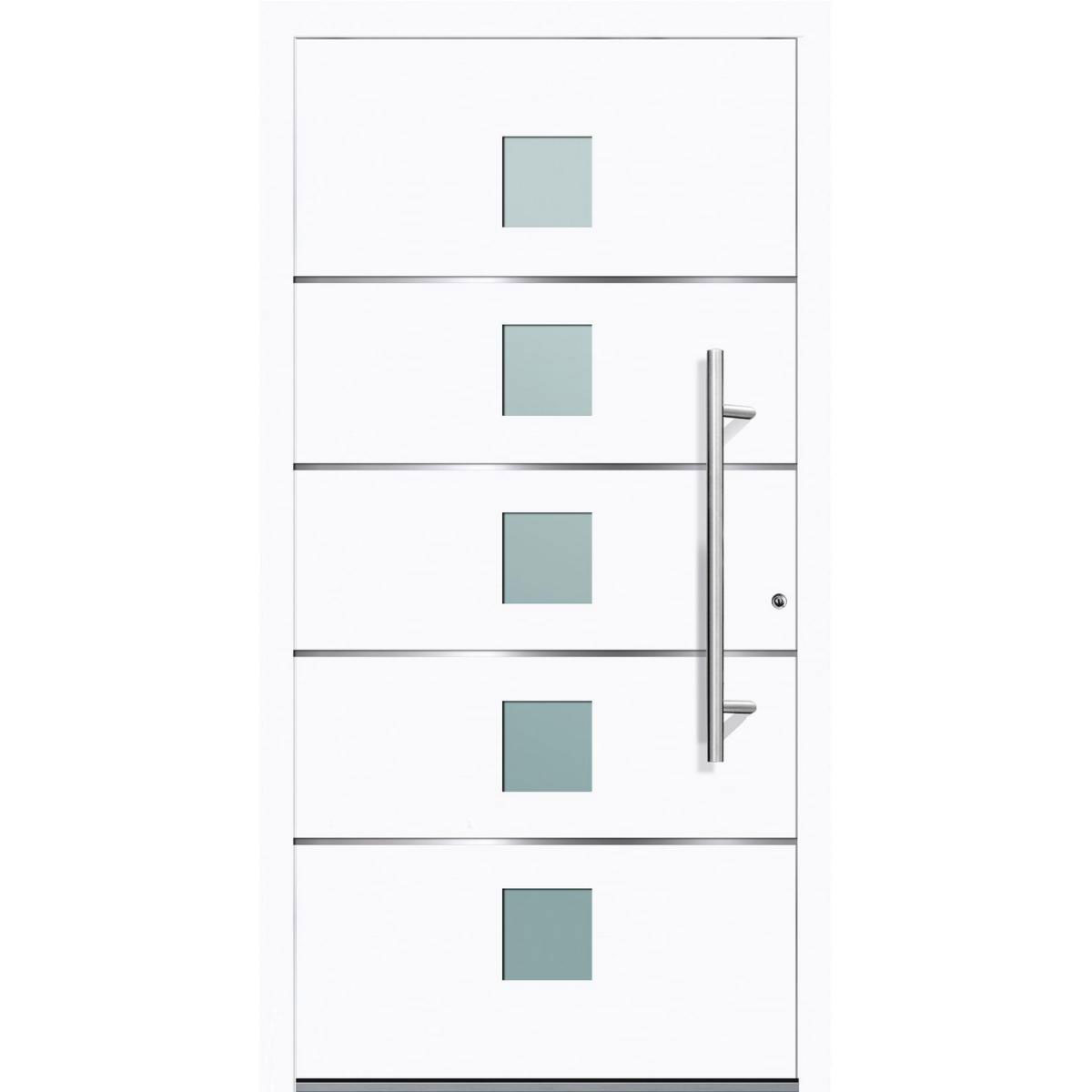Aluminium Sicherheits-Haustür Triest Exklusiv 75 mm weiß 100 x 210 cm Anschlag links inkl Griffset