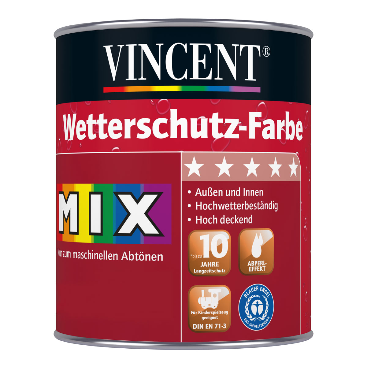 Vincent  Holzschutz Wetterschutzfarbe Mix It seidenmatt 2,5 l