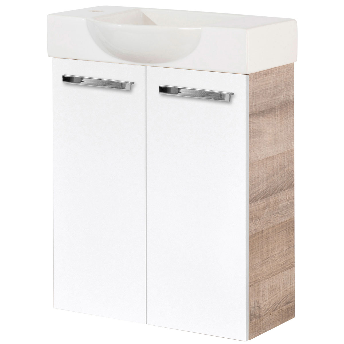Fackelmann  Gäste-WC Waschtischunterschrank SBC 520 x 600 x 243 mm Graueiche/Weiß Bild 2