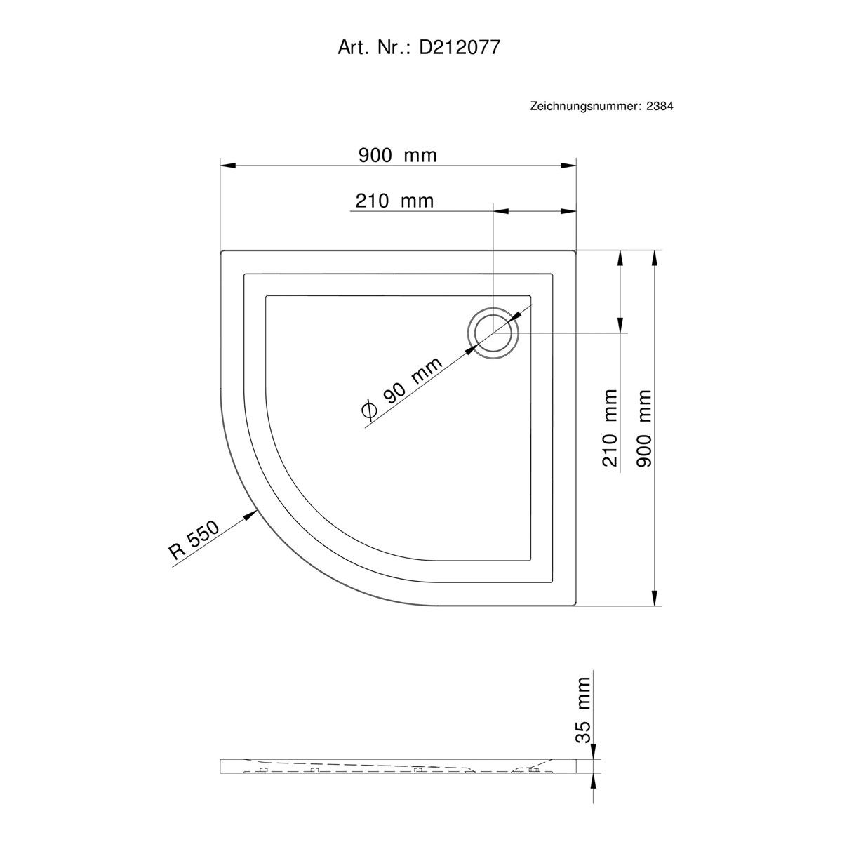 Schulte Duschwanne 90 x 90 cm weiß Bild 2
