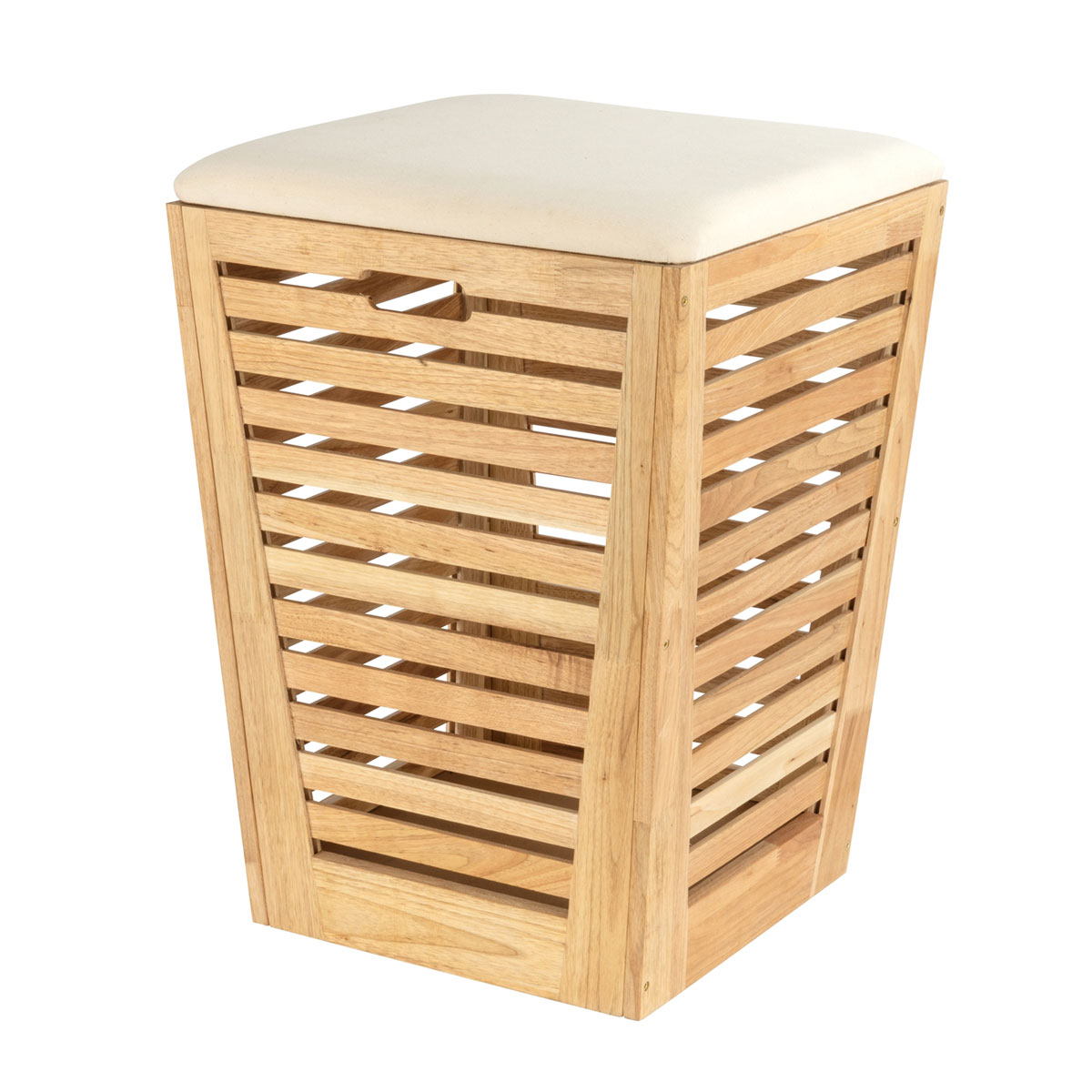 Wenko  Wäschetruhe mit Sitzpolster Norway Wäschesammler und Badhocker massives Walnussholz 55 L Bild 7