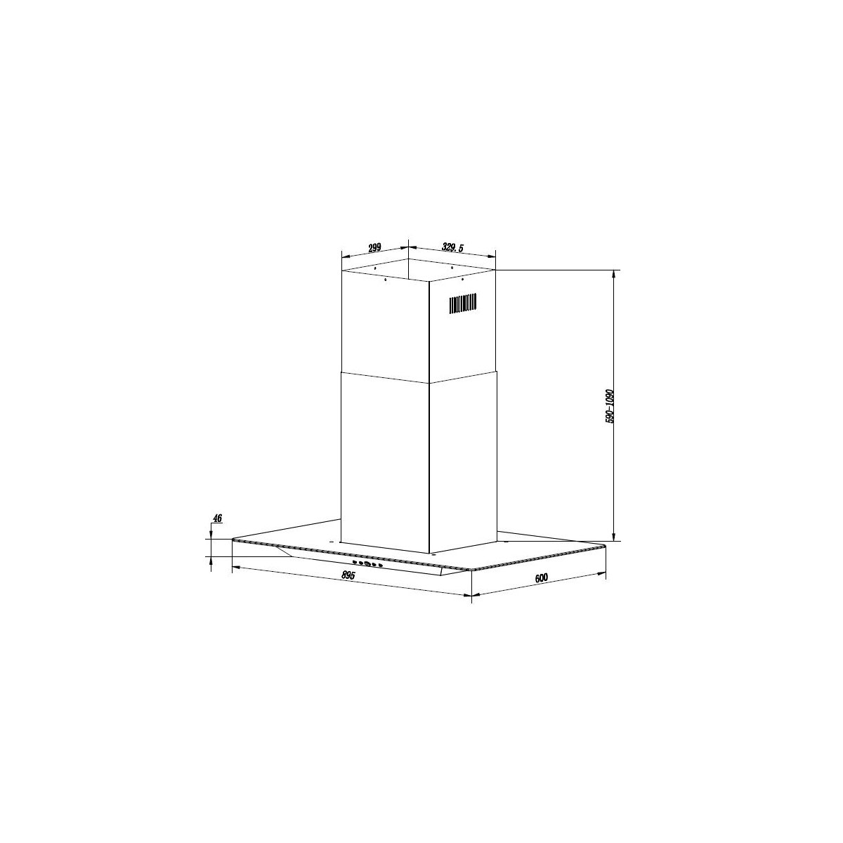 Respekta Aluna Inselhaube CH3100GISA 90 cm Edelstahl Bild 2