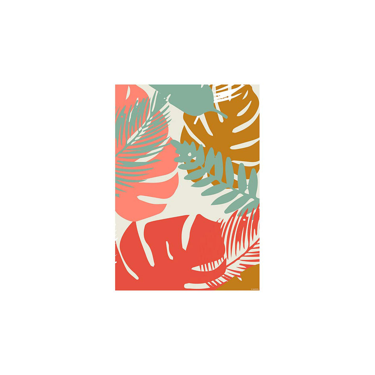 Komar  Wandbild Winter Tropics Black Panther Plants 50x70 cm