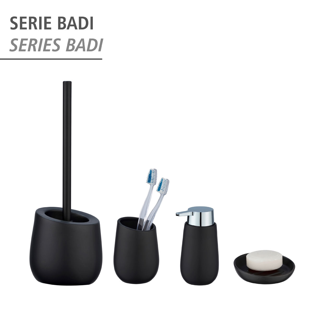 Wenko  WC-Garnitur Badi Schwarz Keramik WC-Bürstenhalter Bild 5