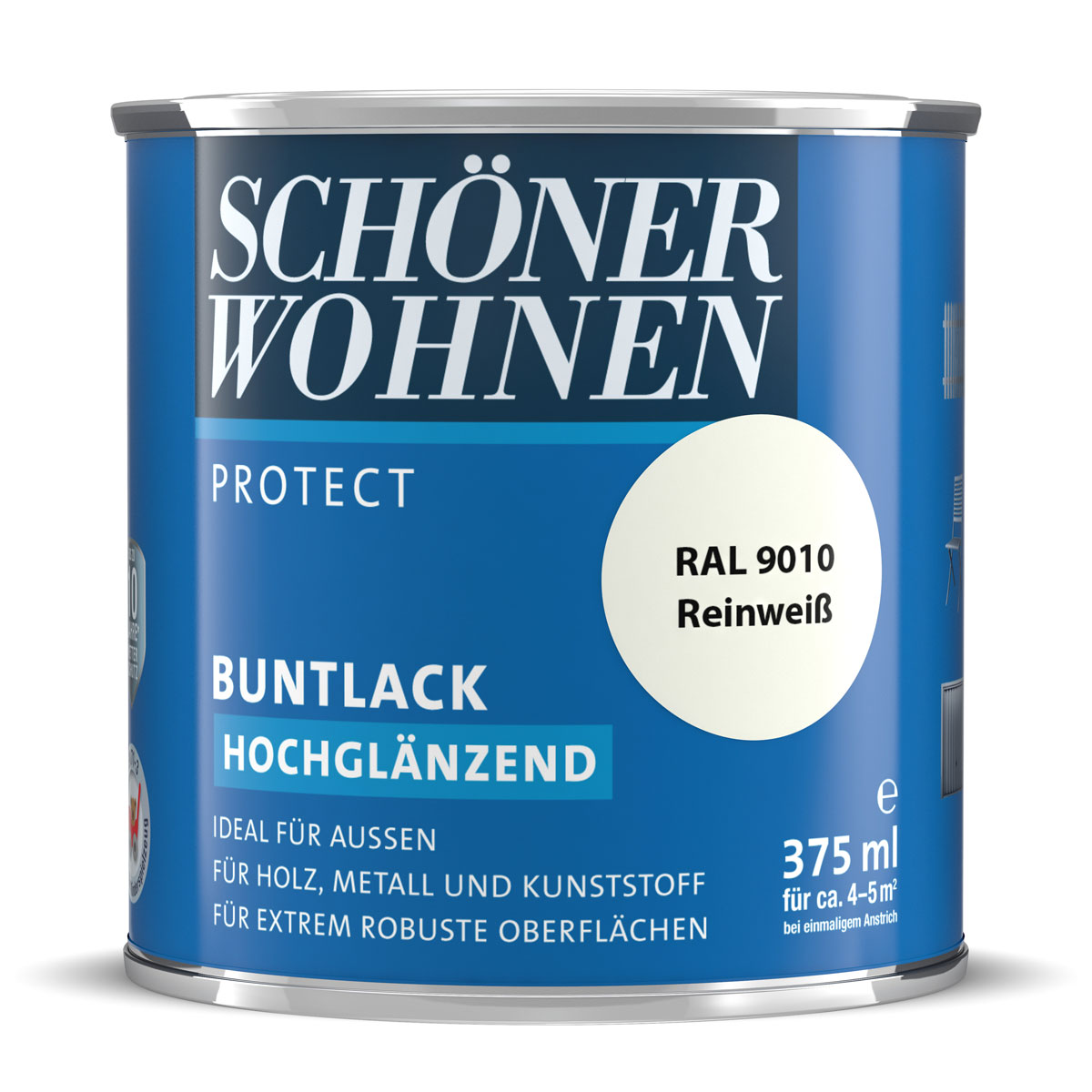 Schöner Wohnen Farbe Buntlack Protect Reinweiß hochglänzend 375 ml